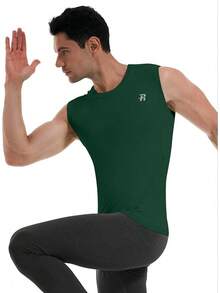 GYHSRunhit Sleeveless Compression Shirt Men Top Athletic Muscle Shirts Men - 墨綠色 - 查看 6