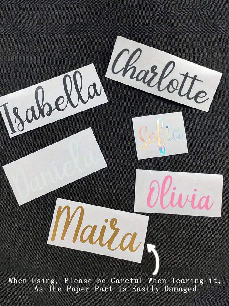 Customized Glitter Name & Word Stickers, Personalized Name Label Stickers, 1-10 Inch Labels, Name Stickers, Custom Stickers, Name Stickers, Date Stickers, DIY Gifts. Customizable Holographic Name Stickers, Suitable For Water Bottles, Lunch Boxes, Personal Items, Glass Cups, Paper Cups, Rolls, Balloons, Calligraphy Stickers, Gift Box Decorations, Wedding Favors, Bridesmaid Proposal Boxes - Multicolor - View 4