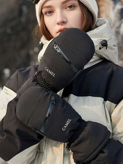 CAMEL CROWN Winter Windproof Waterproof Thickened Warm Ski Gloves