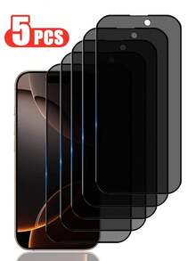 5片装隐私保护全屏钢化玻璃膜，适用于 16/15/14/13/12/11/Plus Pro Max Mini/8/7/6s/6 Plus/SE2/SE3，黑色边框丝印防窥全屏手机保护膜，生日礼物，送给家人和朋友，防窥，手机屏幕保护膜，手机配件，防水，防震，防摔，防刮，防指纹 - 黑色 - 查看 36