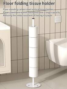 1 pièce Support de papier toilette autoportant avec base lestée et montage auto-adhésif - Distributeur de serviettes en papier moderne pour la cuisine ou la salle de bain - Gain de place, facile à installer, durable et stable pour les sols carrelés - Convient pour la maison, l'hôtel, le rangement de papier toilette - Multicolore - Voir 5