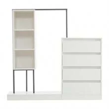 Drawer Cabinet, Wardrobe Set, White Wardrobe, Sideboard, Clothes Rail, Dimensions: W140/W40/H135, White