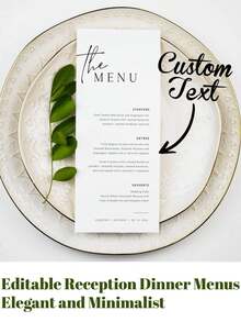 20pcs Custom Elegant Minimal Wedding Menu, Personalized Modern Script Dinner Menu, Editable Reception Menu, Minimalist Wedding Menu Card, Custom Menu Template, Elegant Wedding Supplies, Wedding Reception Menu, Engagement Party Menu, Bridal Shower Menu, Anniversary Dinner Menu, Customizable Menu Design - Multicolor - View 6