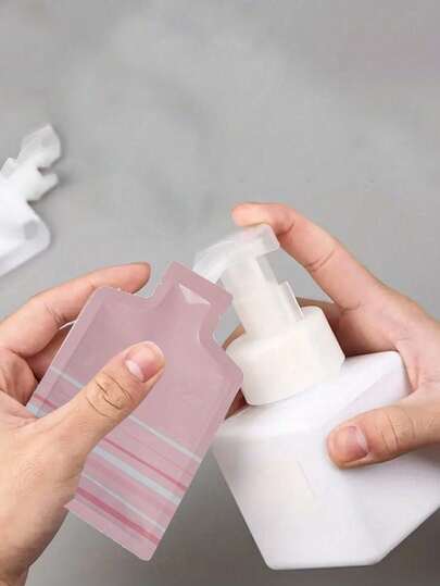 Heat Sealing Shampoo Sample Pouches Bottle Shape Aluminum Foil Pouch Package Bag, Cosmetic Samples, Travel, Disposable,Containers For Shampoo, Conditioner, Lotion & Soap Liquids - Space-Saving, Easy-To-Carry Design For Toiletries On The Go, Travel Accessories,Portable Heat Seal Shampoo & Lotion Pouches - Leakproof, Bottle-Shaped Aluminum Foil Travel Bags With Tear Notch, Ideal For Business Trips, Camping,Return To School - White/Pink