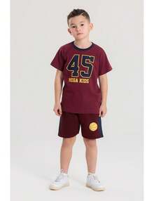 Conjunto Infantil Verão Masculino 45 Mega Kids - Bordo - bordô - Visão 1