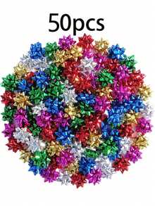 30/50/100/200pcs Valentine's Day Gift Satin Ribbon Bows 1.96 Inch (5cm) New Year Ribbon Bows Gift Wrapping Self-Adhesive Small Gift Bows Assorted Metallic Bow Knots Holiday Gift Box (Random Color) - Multicolor - View 13