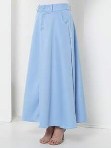 Tailored Skirt With Belt Loops (Without Belt) Code: 3010 - Baby Blue - View 4