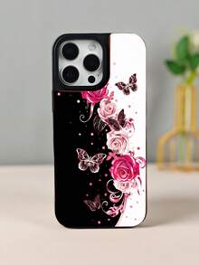 GALLAPLE Wallet - Style Mobile Phone Case Luxury Rose Flower Pattern Phone Case With Butterfly Design Protective Cover, Slim Fit Shockproof Bumper Fashion Cute Floral Art Print Protective Case For Women, Phone Case Comes With A Magnetic Slot Holder, Making It More Convenient To Store ID Cards For IPhone 17Promax 17Air 17Pro 17 16Promax 16 15 14 13 12 Plus Pro S25Ultra 25 24 23 22 Plus Case - 黑色 - 查看 7