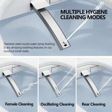 Bidet Toilet Seat, Electronic Heated Smart Toilet Seat With Unlimited Heated Water And Warm Air Dryer, Adjustable Temperature, Self-Cleaning Stainless Steel Nozzle, Side Panel Control - 查看 4