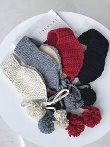 1 Pair Of Women's Cute Knitted Ear Muffs, Padded Ear Protection Design, Strap Style, Suitable For Fall And Winter Warmth Scene White Ear Muffs