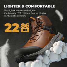 Composite Toe Boots For Men – Waterproof Lightweight Non-Slip ASTM F2412-24 & ASTM F2913-24 Work Boots For Warehouse & Construction, VaporGuard-Nano - 棕色 - 查看 4