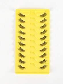 10 perechi de gene false tip ochi de pisică, gene false 3D moi, machiaj natural, gene transparente, gene false tip ochi de pisică