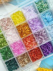 1 Box 24 Colors Fashion Minimalist Bright Glass Crystal 2*6 Enameled Tube Beads Loose Beads DIY Jewelry Necklace Bracelet Wind Chime Tassel Craft Supplies
