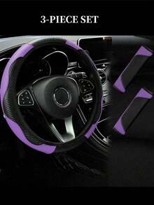 6 Pezzi Set Accessori Auto in Pelle PU, Coprivolante, Copri Console Centrale, Copri Freno a Mano, Copri Cintura di , Copri Bracciolo, Accessori Auto, Modanature Interni Automobile.