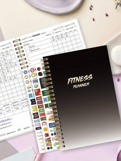 BUBU 1 Stück A5 Hardcover Fitness Journal/Trainingsplaner, geeignet für tägliches Fitness-Tracking, Zielplanung, Gewichtsmanagement, gesunde Gewohnheiten, Büro-, Schul- und Heimgebrauch, unverzichtbar für die Schulanfang