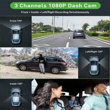Dash Cam For Cars,1080P Car Camera Front Rear With Card, Dashcams For Cars With Night Vision, WDR, G-Sensor, 3-Channel Car DVR With HD Display, Front And Left/Right Cameras, Night Vision, G-Sensor Loop Recording, 150mAh Battery - 3 Camera - View 2
