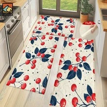 1 pezzo Zerbino antiscivolo con motivo a ciliegie, zerbino in super fibra antiscivolo, adatto per decorazioni di feste e festival, cucina, bagno, sala da pranzo, camera da letto, può essere regalato