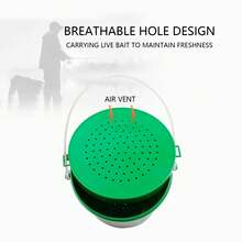 Cubo de cebo de pesca de plástico, cubo ventilado para almacenamiento de gusanos y sanguijuelas