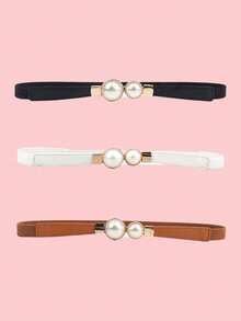 1条/3条/套 多色组合腰带，黑色腰带，女士弹力腰带，适合搭配连衣裙，复古金属扣弹力腰带，纤细腰带，百搭，适合日常、约会、商务、外套、连衣裙等场合。 - 彩色 - 查看 8