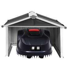 vidaXL Garden Robot Lawnmower Shed Storage House Patio Garage Galvanized Steel - Anthracite - View 6