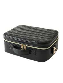 Premium Sewing Makeup Bag With LED Mirror, 31*24*12cm Large Capacity Portable Shoulder Cosmetic Box, Suitcase Insert Design, Multi-Functional Storage Case For Cosmetics, Phones & Sundries, Suitable For Travel, Home & Presents - Large - View 16