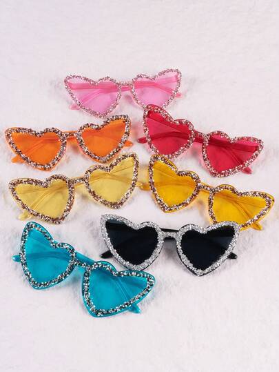 1pc Multicolor Rhinestone Decor Reflective Sparkling Diamond Effect Cute Party Glasses For Women, Suitable For Wedding, Music Festival, Street Style, Party, Fashion Fashion Glasses