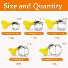 30pcs Adjustable Hose Clamp Set - Durable Plastic And Metal Structure, 8-29mm (0.31-1.16 Inch) Adjustable Clamps For Securing Hoses, Pipes And Fittings, Stylish Metal Appearance, Sturdy Construction - Yellow Handle - View 7