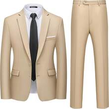Men's 2 Piece Suits Two Button Pants Set Party,Wedding And BusinessChristmas CNPN - 香檳色 - 查看 12