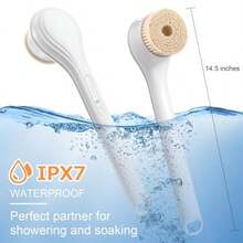 QY-  Body Brush Rechargeable Back Scrubber For Shower Exfoliating Bath Brush Long Handle For Shower Lotion Applicator For Back Silicone Body Scrubber With 6 Shower Brush Heads -0085 - White - View 6