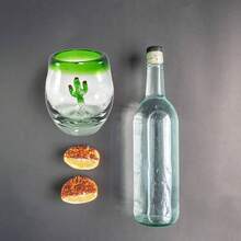 MAREY Vasos Mezcaleros Tequileros Vidrio Soplado Artesanal Hecho en Mexico| 2 Oz. Barril(Puesto Verde - Cactus, 2) - Posta Verde - Agave - Ver 8