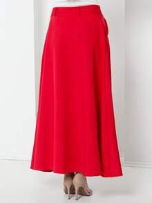 Tailored Skirt With Belt Loops (Without Belt) Code: 3010 - Red - View 6
