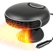 Calentador y Desempañador de Coche Portátil de 12V, Ventilador de Calentamiento y Enfriamiento Rápido de 150W, Calentador de Coche Enchufable para Desempañador de Parabrisas con 360° Calentadores Rotativos para Vehículos, Coches, RV, SUV - Negro - Ver 4