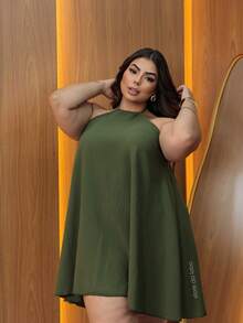 Women's Plus Size Short Party Dress Comfortable G1 G2 G3 - MILITARY - View 7