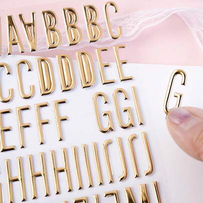 3D Metallic Raised Letter Stickers, DIY Scrapbooking Accessories, Suitable For Birthday Gifts, Labels, Gift Wrapping, Planners, Luggage