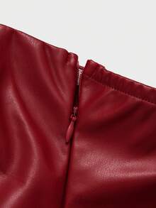 Robe longue élégante et pour jeune femme avec fermeture éclair, volants, dos nu, ceinture - Rouge - Voir 12