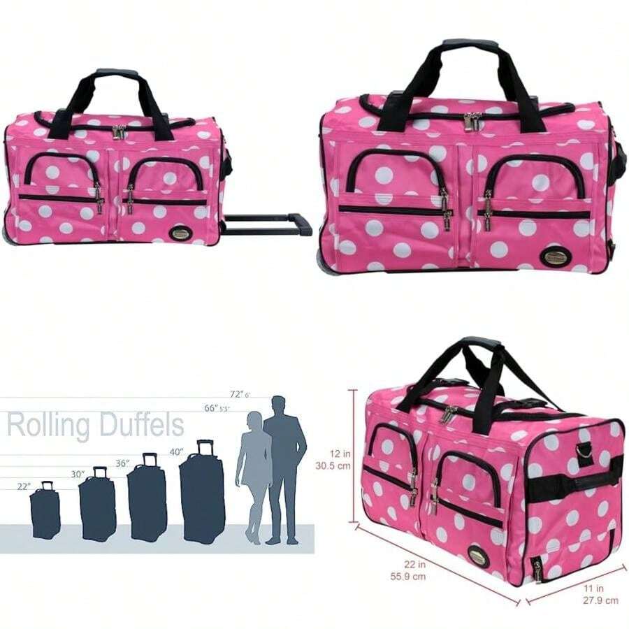 Rockland Bolsa de con ruedas, , 7.62, Bolsa de con ruedas(Rosado con puntos) - Tipo 14 - Ver 1