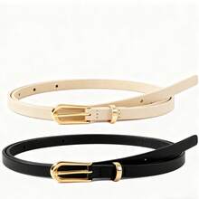4条装女士简约优雅金色搭扣腰带，学生青年装饰牛仔裤腰带，韩版风格，适合上学、夏季穿着 - 彩色 - 查看 9