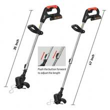 Cortacésped Eléctrico Inalámbrico de Mano 3 en 1, Desbrozadora de Césped Portátil 24V con 2 Baterías y 3 Cuchillas de Corte, Cortadora de Césped Telescópica para Césped Jardín Cortar Ramas - Tipo de Enchufe B USA (110-127V) - Ver 2