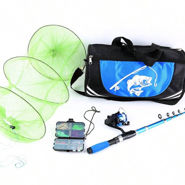 Fishing Rod And Reel Combos, Telescopic Fishing Pole Spinning Reels Set, Collapsible Fishing Rod Kit With Fishing Lures Carrier Bag For Travel Saltwater Freshwater