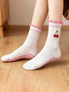 EU Size 36-43, 1 Pair/Women's Pilates Non-Slip Socks, Yoga Non-Slip Socks, Cute Ballet Non-Slip Sports Socks - Pink - View 5