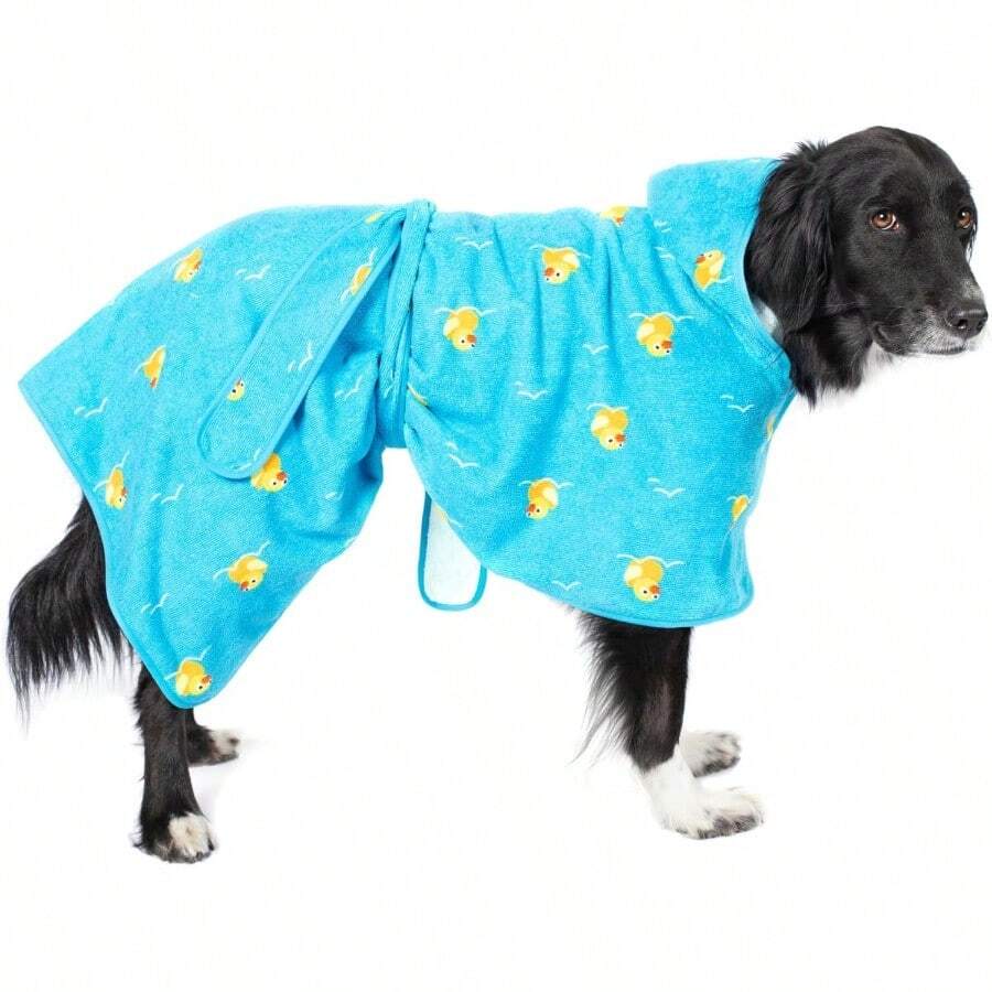 Barkbox Premium Absorbent Hooded Dog Bathrobe Towel Quick Drying Pet Towel For Bath And Beach Trips Luxurious And Soft Blue Rubber Duck Dog Bathrobe Large
