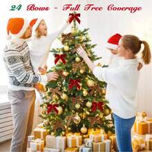 48件装植绒装饰蝴蝶结挂饰，节日装饰，婚礼，情人节氛围装饰配件，丝带拱门花环蝴蝶结吊坠礼品 - 紅色 - 查看 4