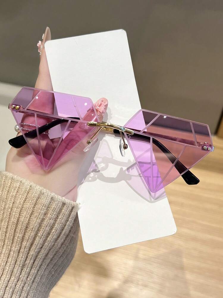 Fashionable Diamond-Edged Fashion Glasses For Women,Y FramelessFashion Glassess, Suitable For Daily, Outdoor, Street Style, Parties, Gatherings, Versatile StreetFashion Glassesglasses - Multicolor - View 3