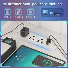 48"W Computer Desk With LED Strip & 2 Drawers & Storage Bag Corner Desk With Power Outlets & Monitor Stand For Bedroom, Gaming Room - Xem 7