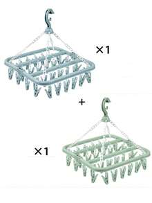 Suszarka do skarpet, wieszak na ubrania z 32 klipsami, wieszak na ubrania do wewnątrz i na zewnątrz, składana obrotowa suszarka do ubrań, odpowiednia do bielizny, skarpetek, małych części garderoby, do użytku na zewnątrz i na balkonie - oszczędzająca miejsce, bez zasilania, wisząca linka na ubrania, wieszak na ubrania, pralnia