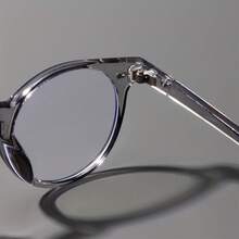 Vintage Round Anti-Blue Light Glasses Fashion Simple Style Unisex Campus Decorative Eyeglass Frames Relieve Eye Fatigue Computer Glasses - Màu đen sáng - Xem 9