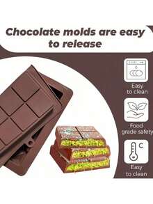 1pc Chocolate Silicone Candy Mold Suitable For Homemade Chocolate Bars, Homemade Gifts, Thanksgiving, Christmas, Valentine's Day, Etc., Dessert Making And Easy To Clean Pyramid And Rectangular Shapes, Non-Stick, Flexible,