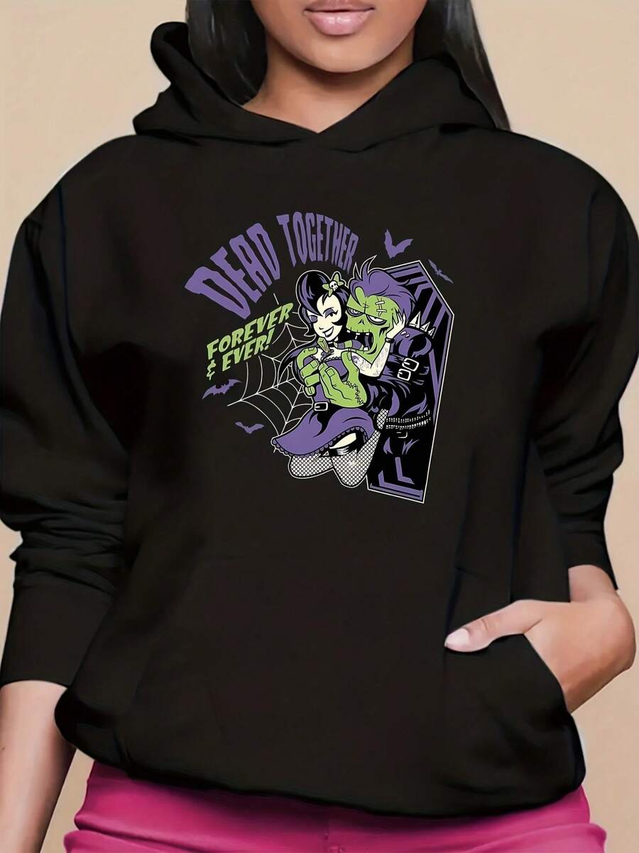 Womens Print Hoodie Sports Long Sleeve Pullover With Pocket Polyester Fall Winter Autumn Winter Apparel Cartoon Graphic Hoodie Polyester Fabric Oversized Hoodie - 款式3 - 查看 1