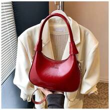 Nuevo Bolso Bandolera Con Cadena Versátil Bolso Media Luna - Rojo - Ver 6