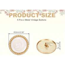 Metal Vintage Gold Button 25 Rounetal Sewing Button Alloy Shank Replacement For Women's Suit Woolen Coat Shirt Dress Sewing White Pack Of 5,25526606 - 黑與白 - 查看 2